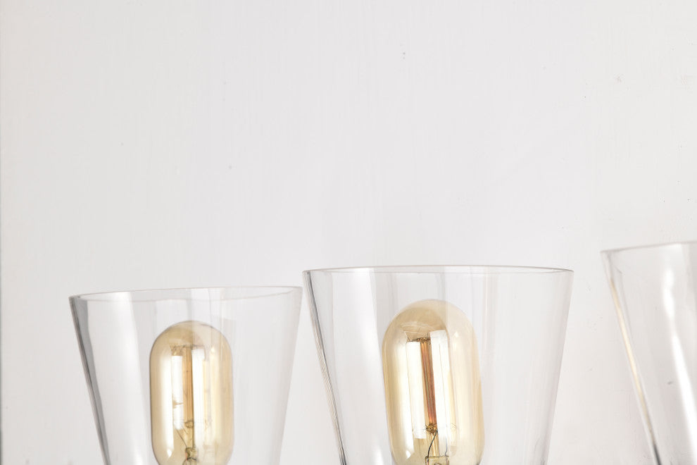 21 in. 3-Light Matte Black Vanity Light With Clear Glass Cone Shades