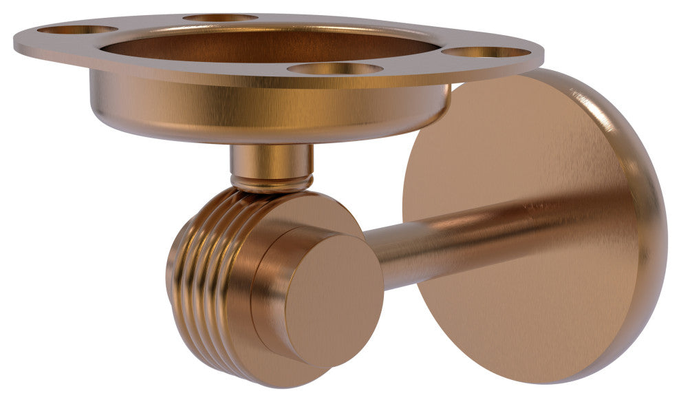 Satellite Orbit Two Toothbrush Holder With Groovy Accents, Brushed Bronze