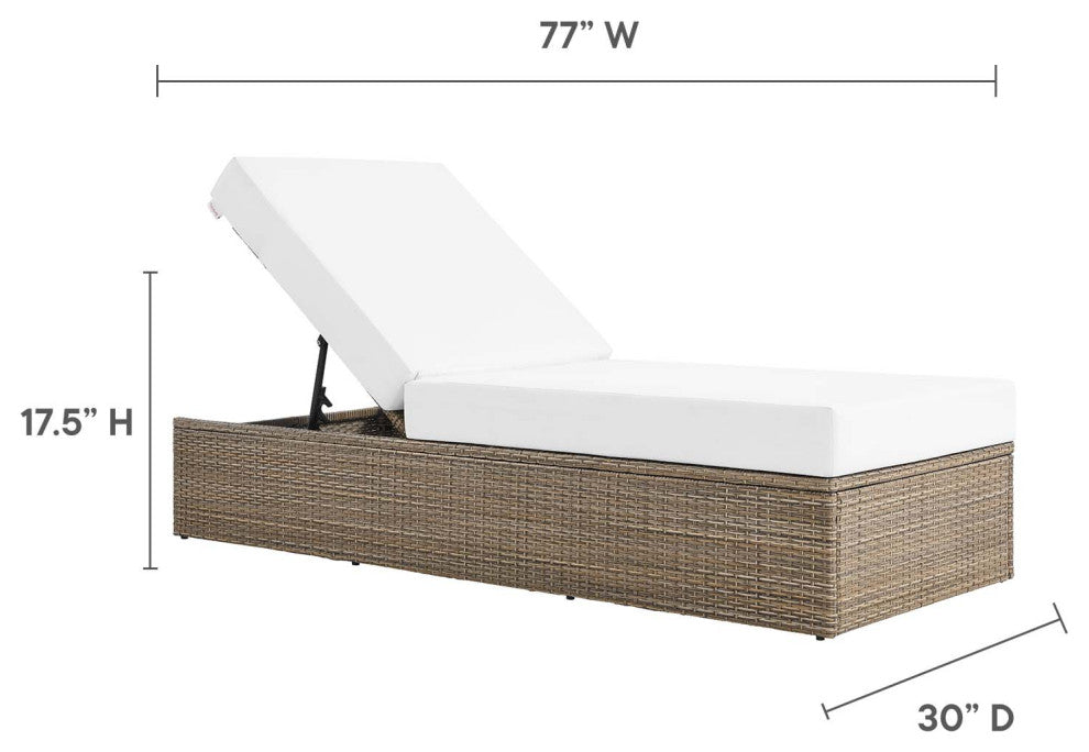 Convene Outdoor Patio Outdoor Patio Chaise Lounge Chair, Cappuccino White