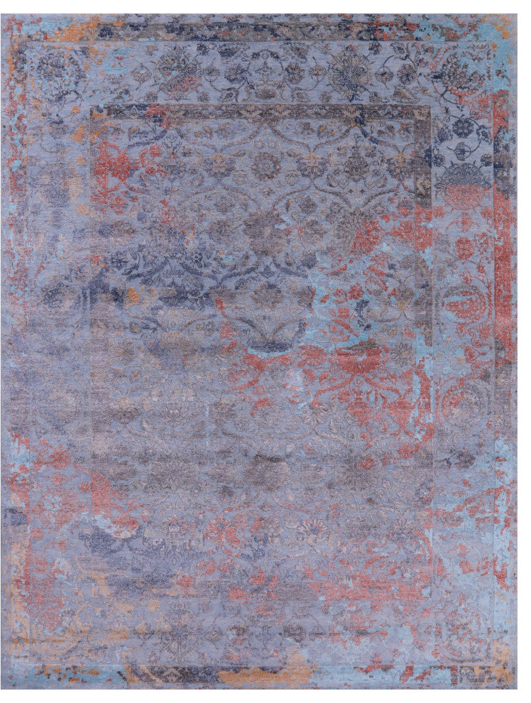 8' 11" X 12' 0" Persian Wool and Silk Hand Knotted Rug Q11787