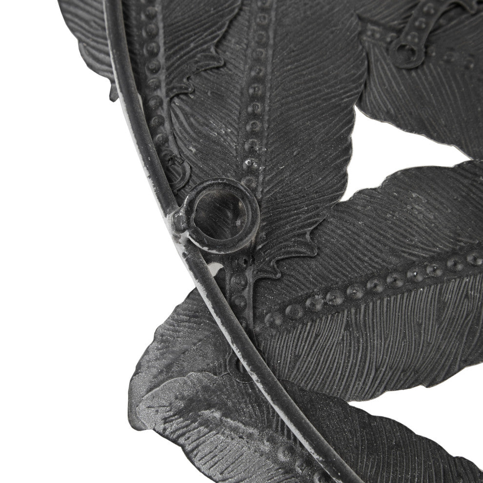 Madison Park Rossi Textured Feather 3-piece Metal Disc Wall Decor Set, Grey