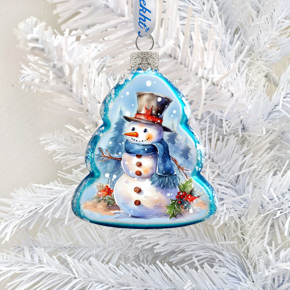 Cheerful Snowman Mercury Glass Ornaments