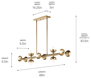 Palta 48" 10 Light Linear Chandelier, Champagne Bronze