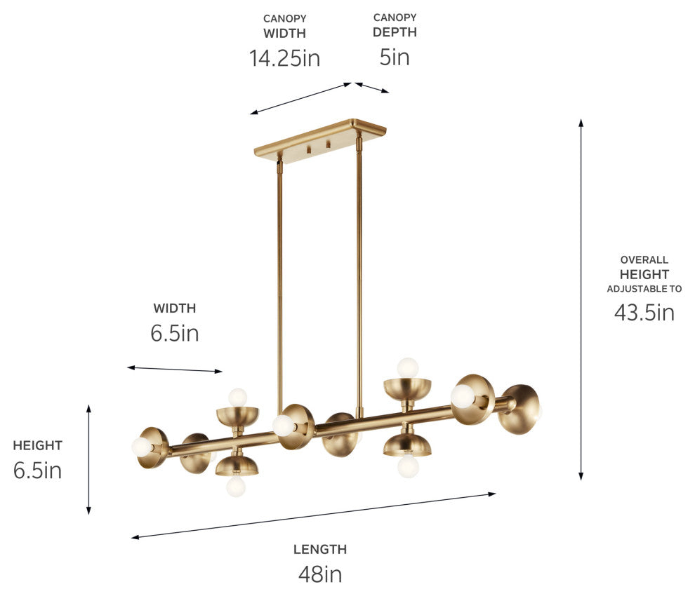 Palta 48" 10 Light Linear Chandelier, Champagne Bronze