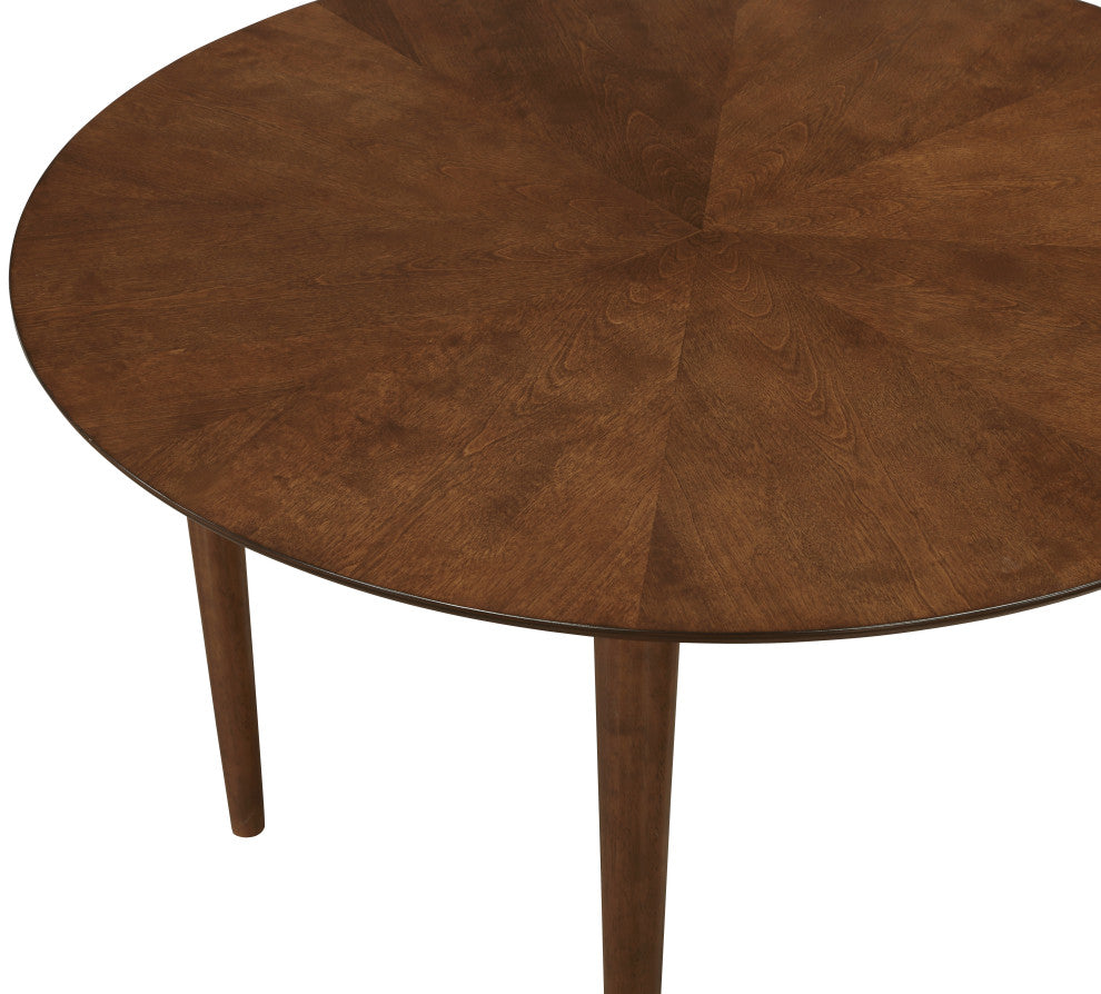 Bonito 5-Piece 47-in. Round Dining Set, Walnut Finish, Midnight Blue Faux Leather