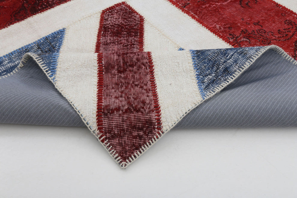Rug N Carpet - Hand-knotted Oriental 8' 1'' x 10' 0'' Flag Patchwork Rug