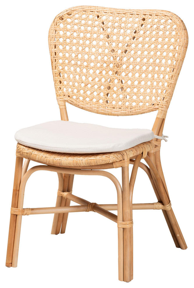 Mindy Modern Bohemian Natural Brown Finished Rattan Dining Chair