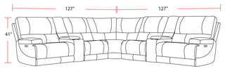 Whitman Linen Freemotion 7 Piece Power Reclining Adjustable Headrests Sectional