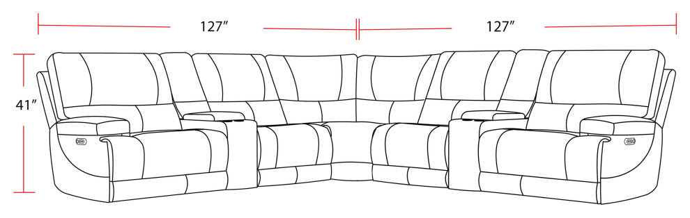 Whitman Linen Freemotion 7 Piece Power Reclining Adjustable Headrests Sectional