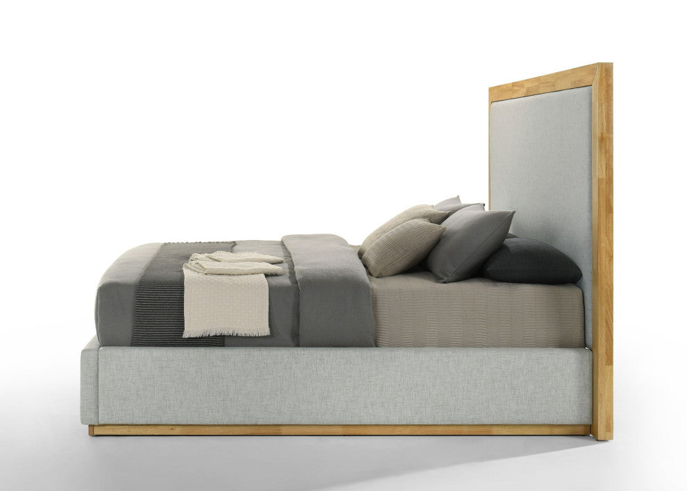 Nova Domus Santa Barbara Modern Grey Fabric + Natural Bed, Queen