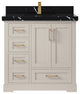 Boston 36" Center Sink Bath Vanity in Fine Grain 2" Calacatta Black