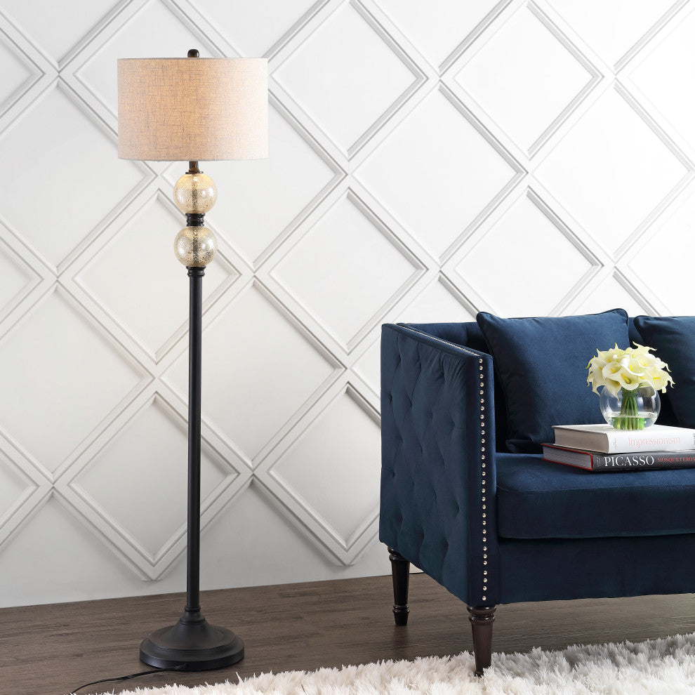 January 60" Glass, Metal LED Floor Lamp, Mercury Glass