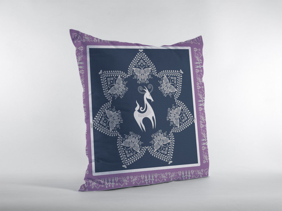 18 Navy Purple Horse Suede Throw Pillow