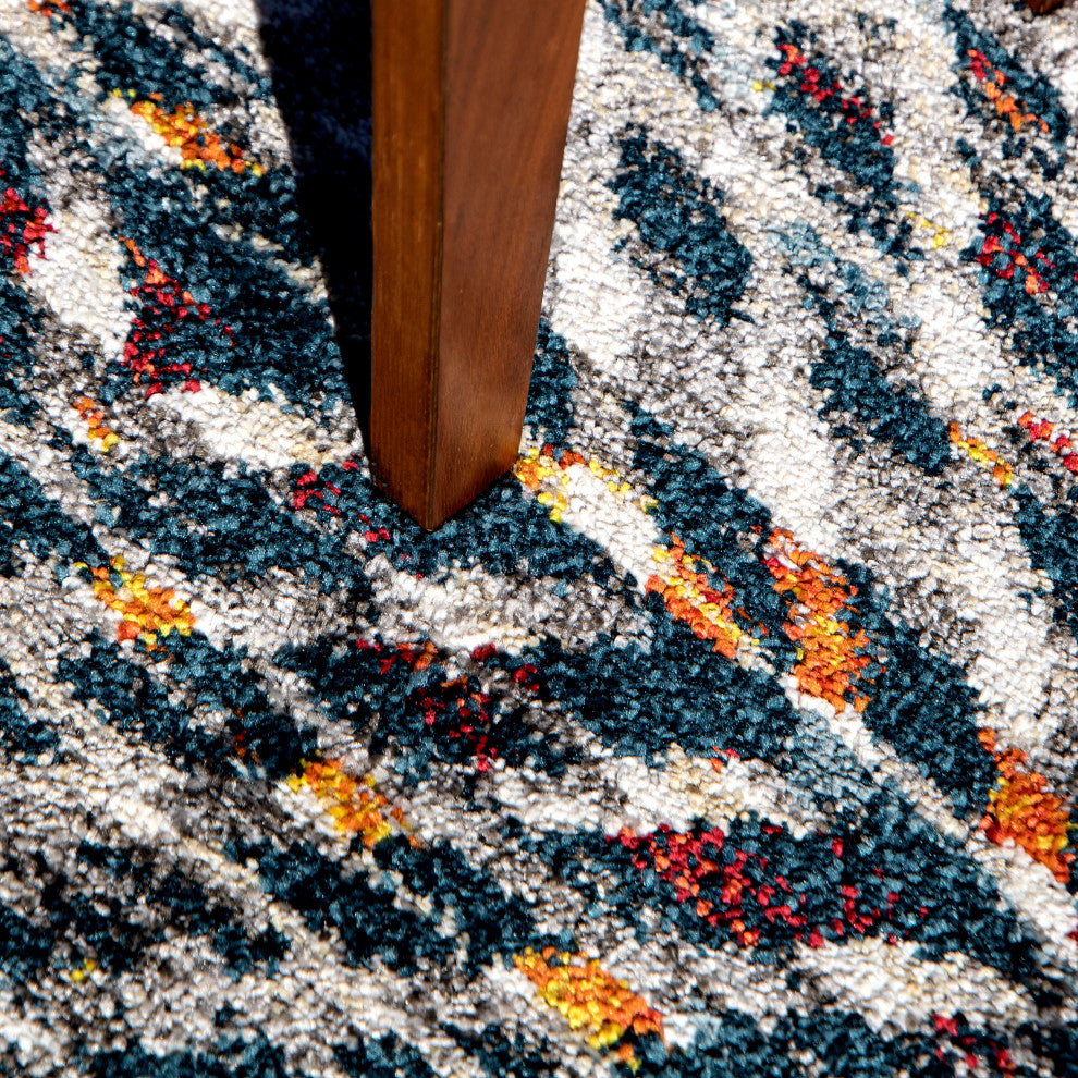 Orian Gemstone Mingled Dark Blue Area Rug 5'3" x 7'6"