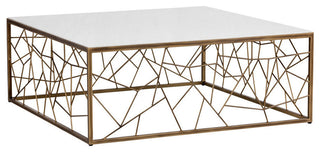 Vero Coffee Table, Rustic Bronze, White Marble