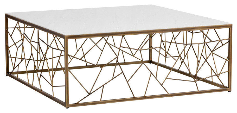 Vero Coffee Table, Rustic Bronze, White Marble