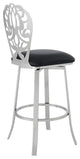 Cherie Contemporary 30" Bar Height Barstool in Brushed Stainless Steel Finish