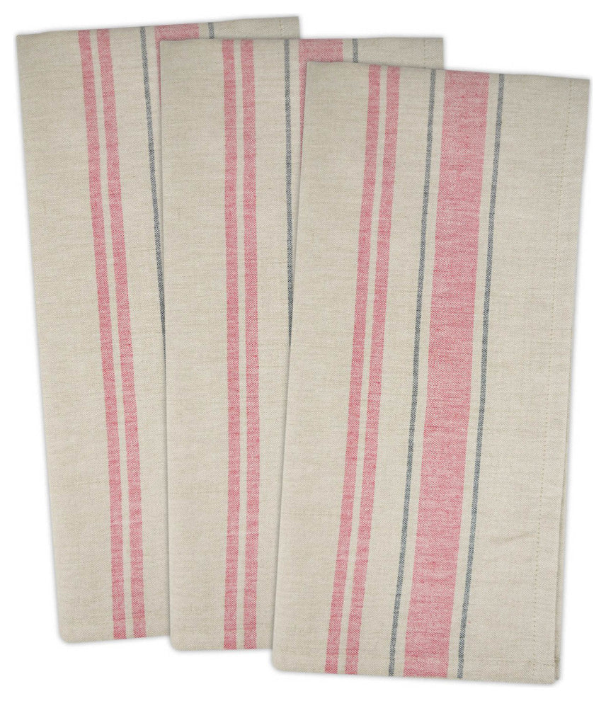 DII Red French Stripe Woven Dishtowel (Set of 3)