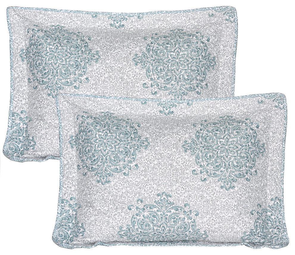 Chelsea Printed Quilted 6 Piece Bed Spread Set, Light Brown / Taupe, Queen