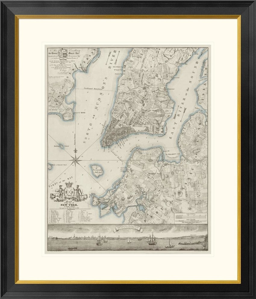 Plan, New York, Copied From The Ratzger Map, Decorative Blue Shading, 30"x34"