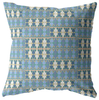 16" Blue Cream Spades Suede Throw Pillow