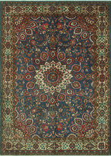 Fine Vintage Distressed Ligia Navy/Beige Rug, 6'11x9'10