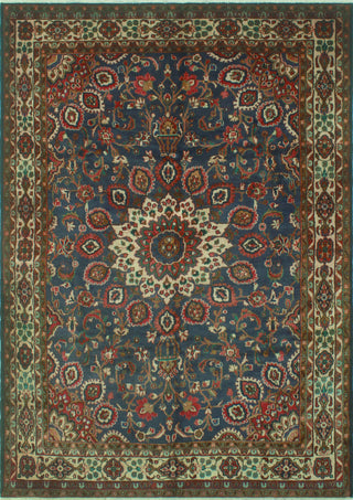 Fine Vintage Distressed Ligia Navy/Beige Rug, 6'11x9'10