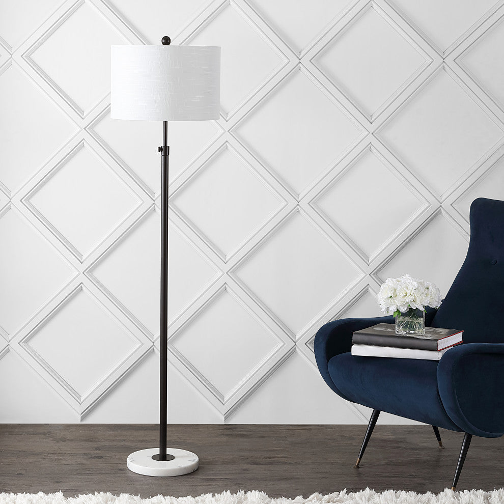 June Adjustable Metal/Marble LED Floor Lamp, Oil Rubbed Bronze