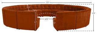 Limitless Velvet Upholstered 15-Piece Modular Sectional, Cognac