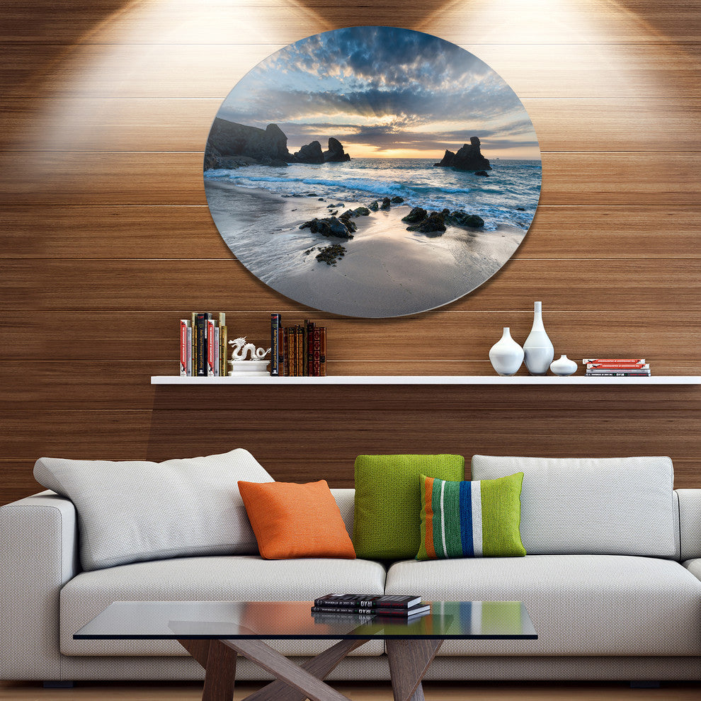 Designart 'Beautiful Porthcothan Bay' Seashore Metal Circle Wall Art, Disc of 23