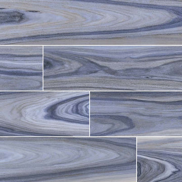 Dellano Exotic Blue 8x48 Polished Wood Look Porcelain Tile, 48 Sq. Ft.