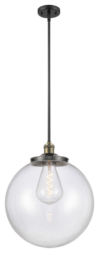 Beacon Pendant, Black Antique Brass, Clear