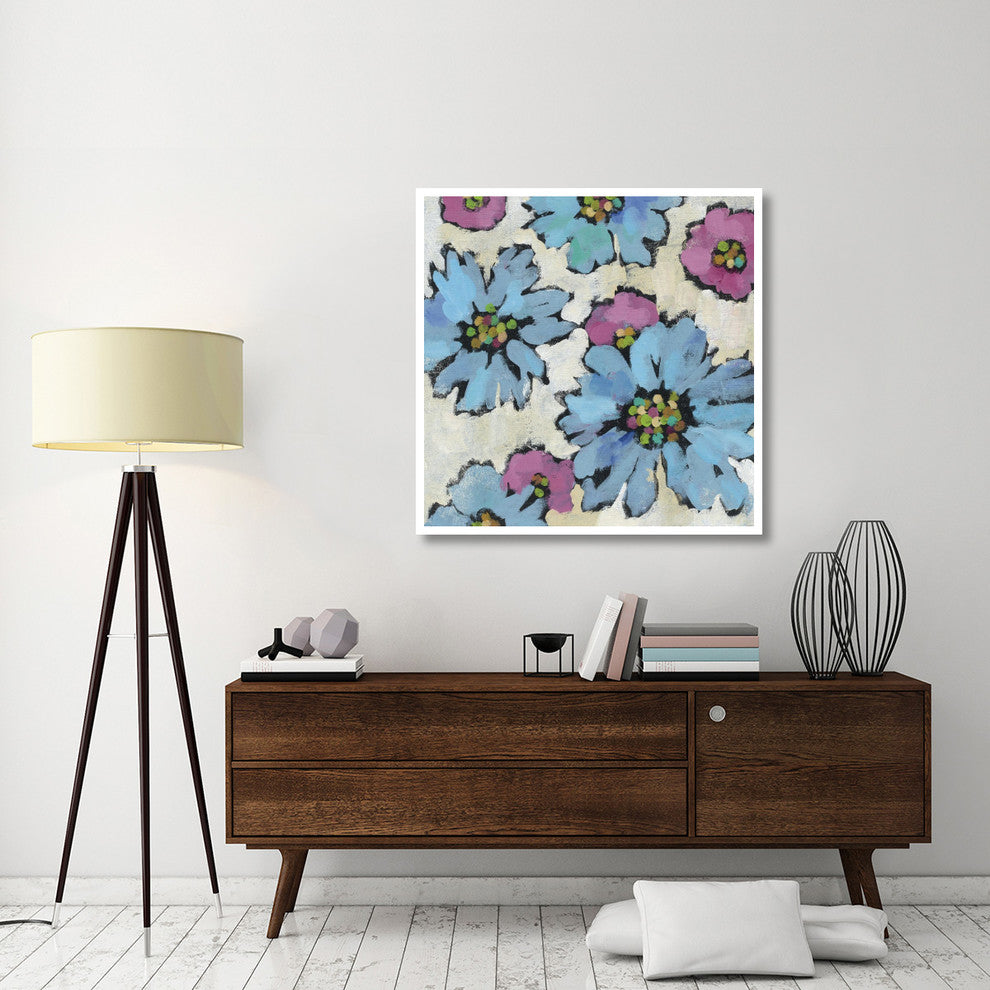 "Graphic Pink and Blue Floral II" Paper Print by Silvia Vassileva, 42"x42"