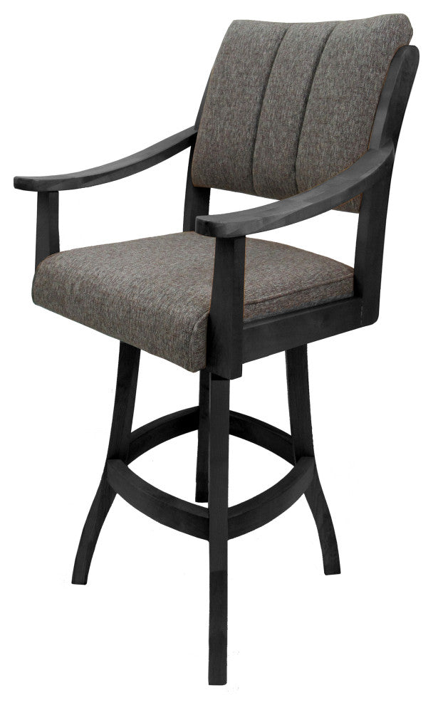 Swivel Counter Wood Bar Stool Casa on S-Base, Mojave Grey - Dark Grey, 26"