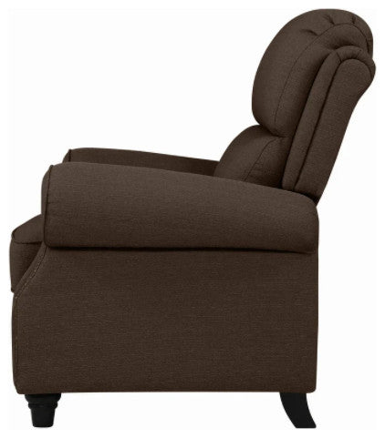 Brown Linen Push Back Recliner Chair