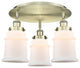 Canton-3 Light 18" Flush Mount-Antique Brass, Matte White Glass Shade