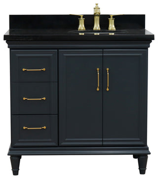 37" Single Vanity, Dark Gray Finish With Black Galaxy