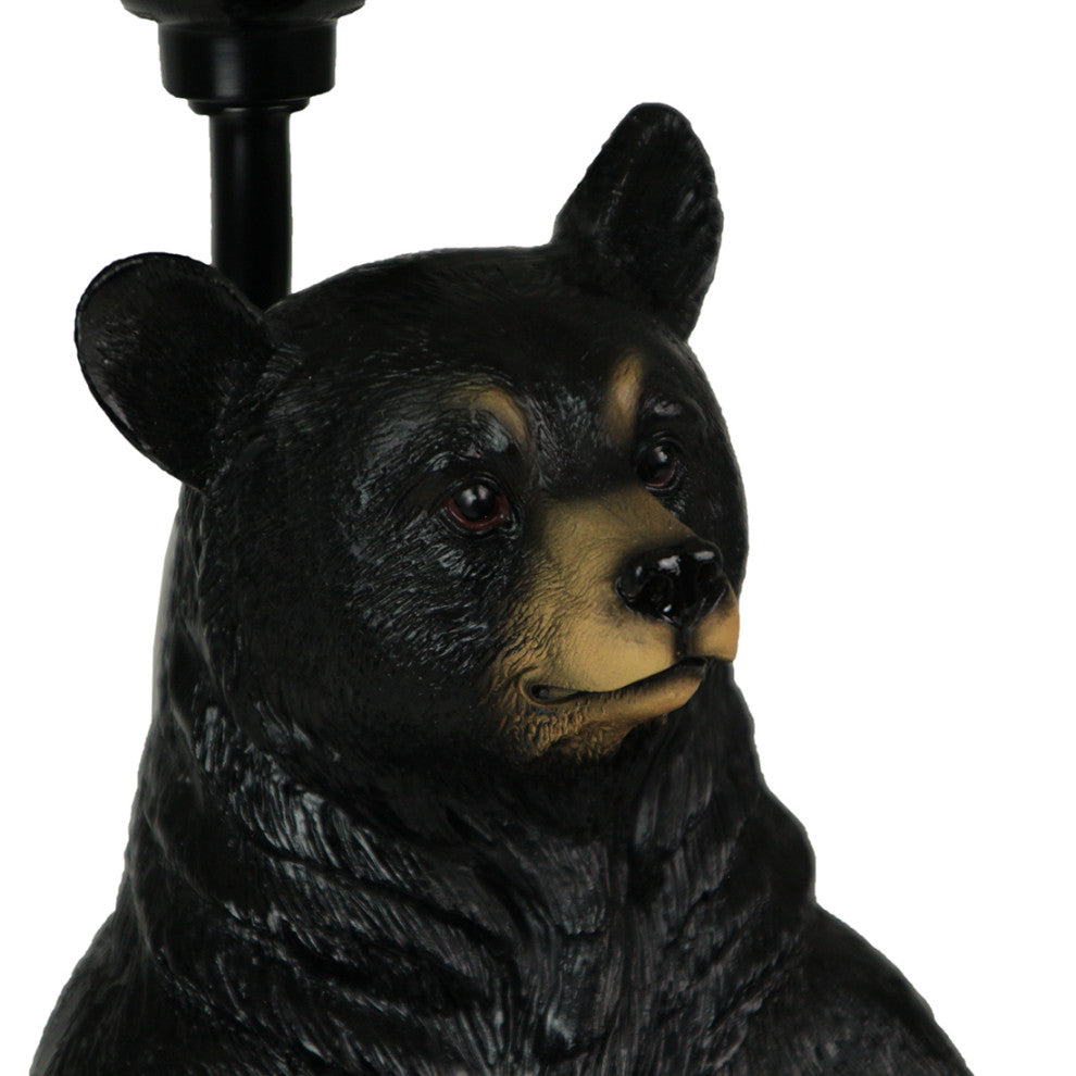 Standing Grizzly Bear Table Resin Lamp with Silhouette Forest Shade