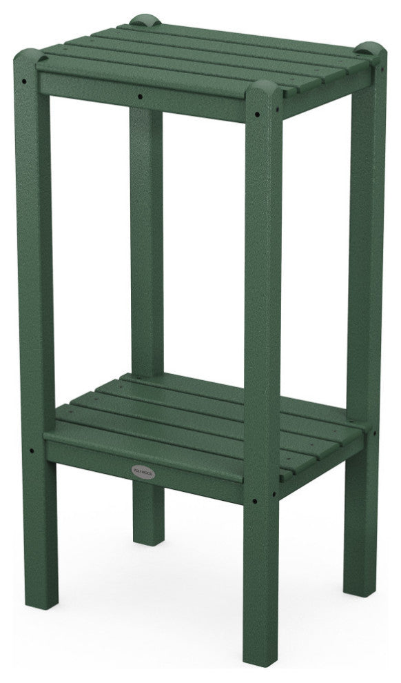 Polywood Two Shelf Bar Side Table, Green