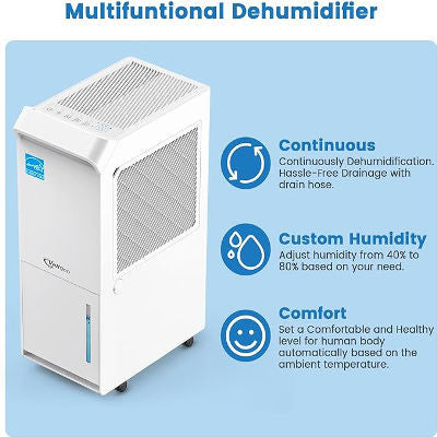 Energy Star Dehumidifier for Basement with Drain Hose, 1,500 Sq.ft