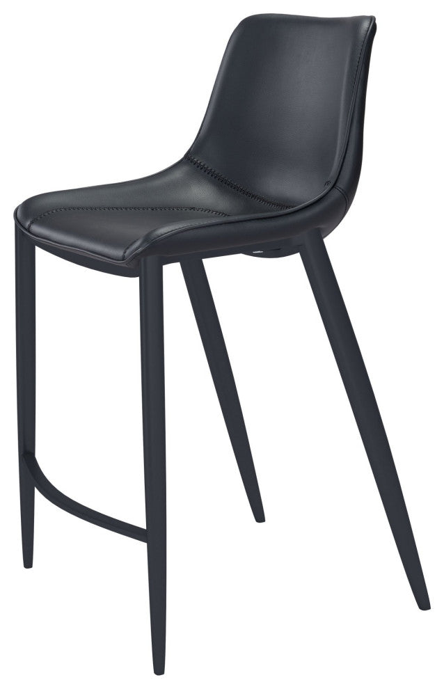 Bar Stool Chair Barstool, Set of 2, Steel Metal, Fabric, Black, Black, Cafe