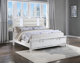 Genoa White Wood Frame Queen Panel Bed