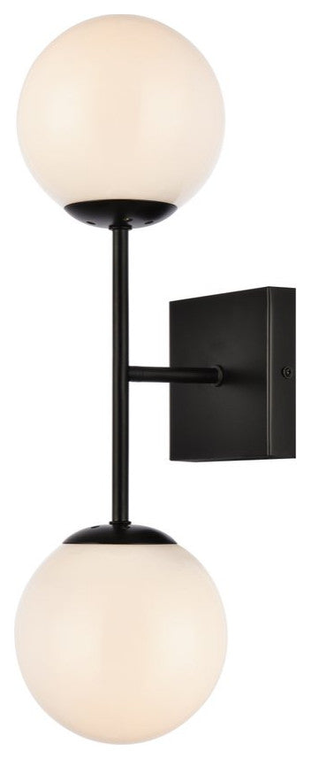 Noah 2-Light Black and White Glass Wall Sconce