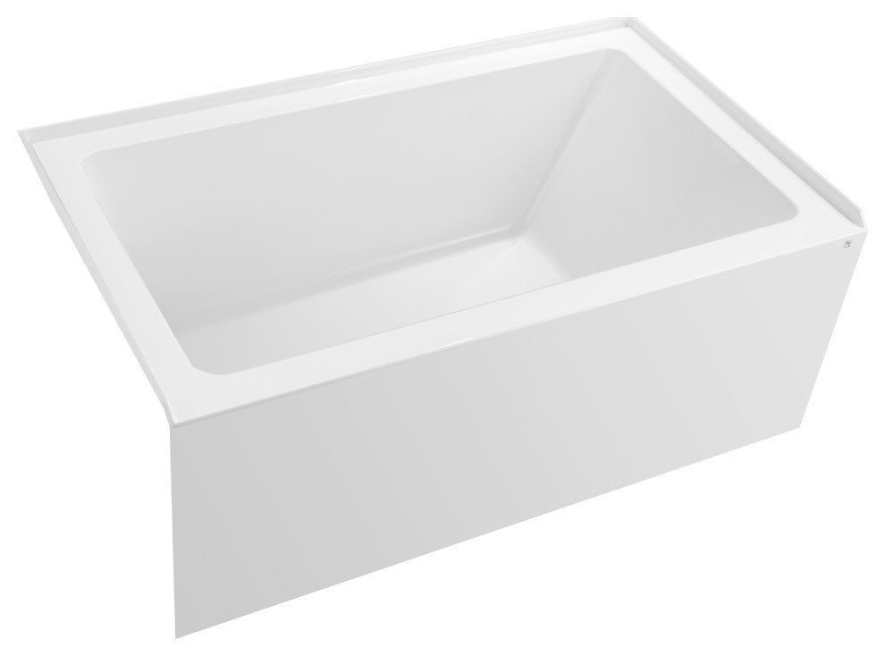 Vanity Art Alcove Soaking Acrylic Bathtub, Pure White, 54"x32", Left