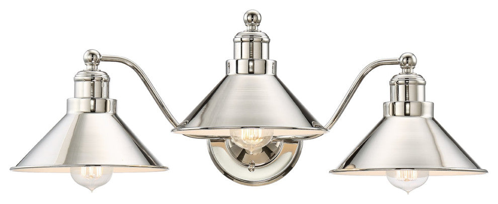 Kira Home Welton 26" Farmhouse Bathroom Light, Barn Light, Polished Nickel