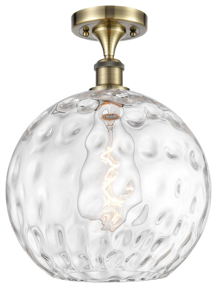 Innovations 516-1C-AB-G1215-12 1 Light Semi-Flush Mount, Antique Brass