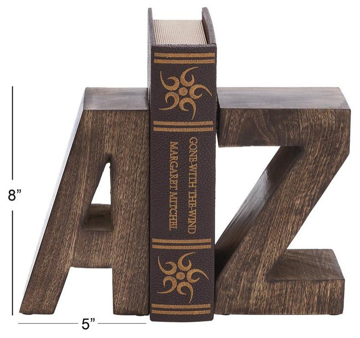 Left Bookend Dark Brown Contemporary Words and Text Bookends