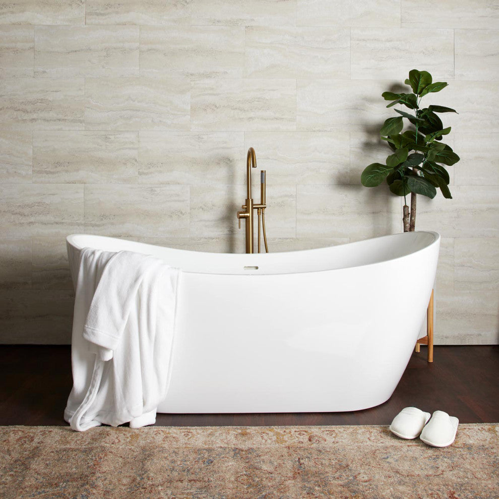 Philo 59 Inch Acrylic Double Slipper Freestanding Tub