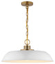 Colony 1-Light Medium Pendant, Matte White With Burnished Brass
