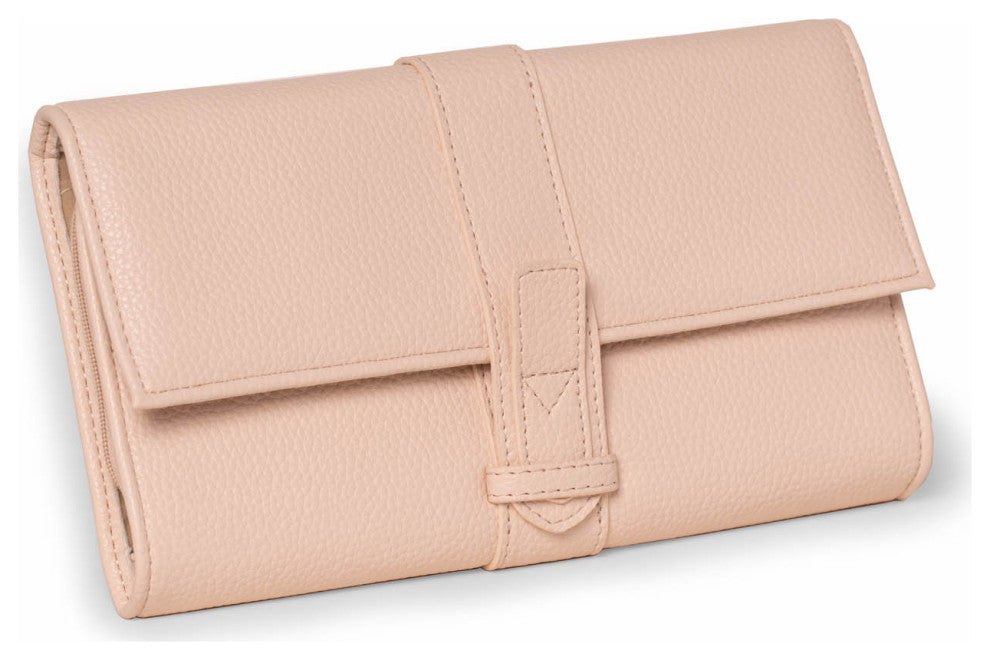Cream Multi Compartment Jewelry Clutch, Ultra Soft Vegan Leather